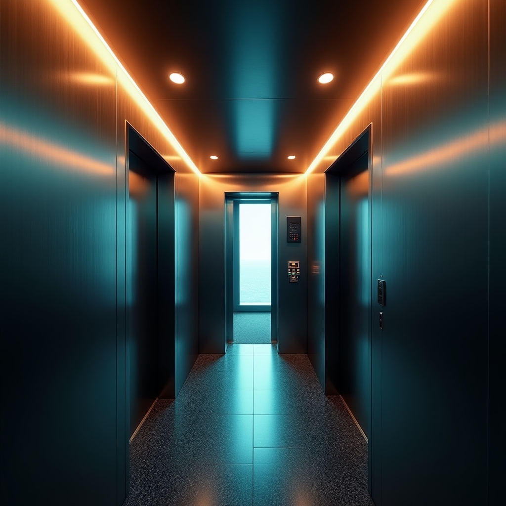 Современная кабина лифта в жилом комплексе